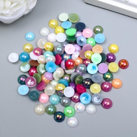 Decor for creativity Plastic "Half -Pester -Mesh Color mother pearl" set of 100 pcs 1x1x0.4 cm mix
