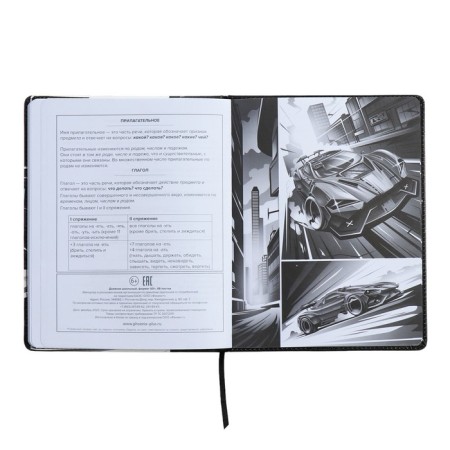Universal Diary Grade 1-11, 48 sheets "Racing", solid cover of artificial leather, lies, universal cheat sheet, block 80 g/m2-11