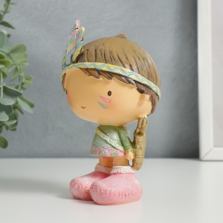 Souvenir Polystone "Baby-Indian with onions and arrows" 14x7x8.5 cm-3