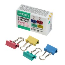 Paper clamps 15 mm, 12 pieces, Devente, metal, mix x 4 colors, cardboard box