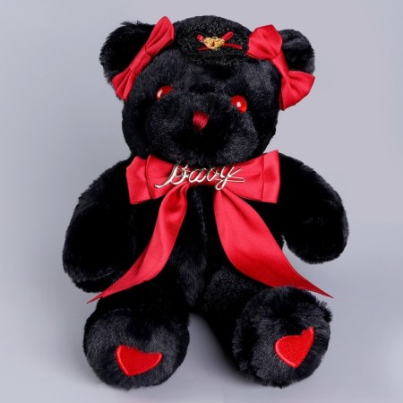 Soft toy "Bear" with a red bow, 31 cm-5