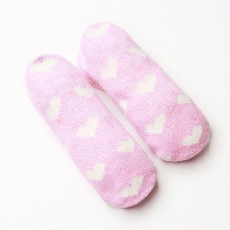 Women's socks shortened non-slip with fur, pink/white color, size 36-40-1