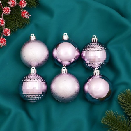 Set of balls plastic D-6 cm, 6 pcs "elite disco" lilac