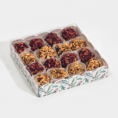 Box for confectionery products with PVC cover "Christmas tree", 15 x 15 x 3 cm, new year