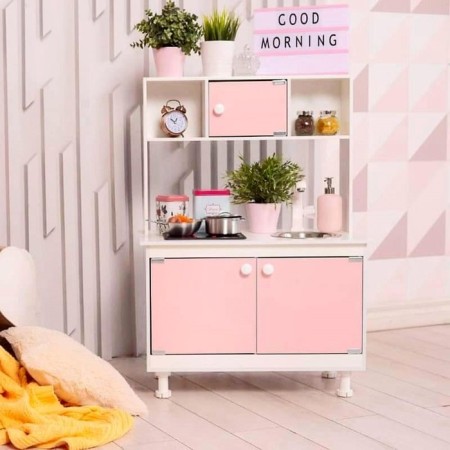 Game furniture "Children's kitchen", interactive panel, water shell, pink color-3