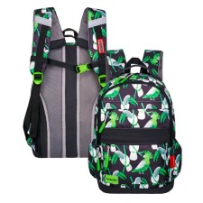 Youth backpack 43 x 29 x 18 cm, ergonomic back, Across 155, black/green 155-4