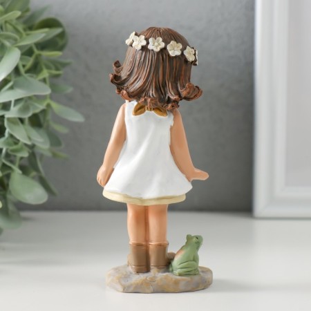 Souvenir Polystone "Baby in a white dress in a cage, with a frog" 5.5x3.5x12 cm-2