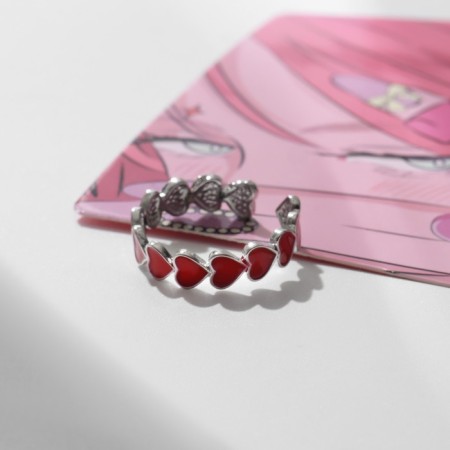 Ring "Heart" long feelings, dimensionless, red color in silver-2