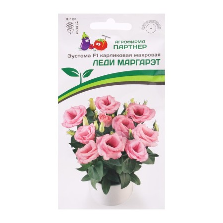 Eustoma seeds "Lady Margrata", F1, dwarf, terry, delicate pink, 5 pcs