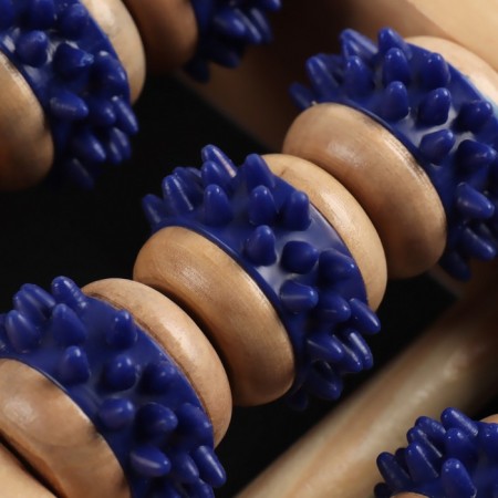 Feet massage "Night Happiness", 22 × 20 × 5.5 cm, 5 rows with spikes, wooden, blue/beige color-5