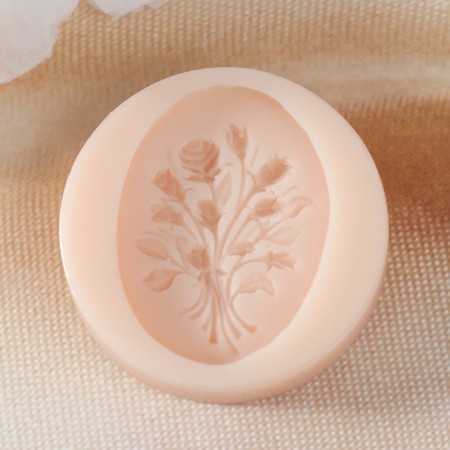 Mold Silicon "Oval with flowers" 3.9x2.9x0.7 cm-1