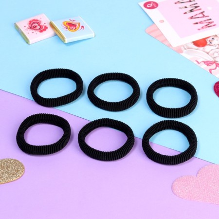Hair elastic band "Avocado Love" (set 6 pcs) a couple, 4 cm, black-1