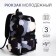 Youth backpack from textiles, 3 pockets, black/gray color