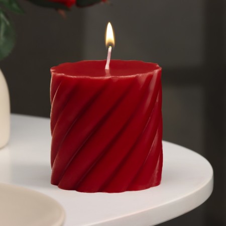 Candle-cylinder aromatic twisted "Cherry", 7.5x7.5 cm