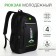 Youth backpack with a zipper, 4 pockets, black/green color