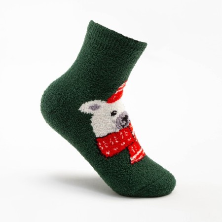 Tensor women's socks “Bear in a hat”, dark green color, size 36-40