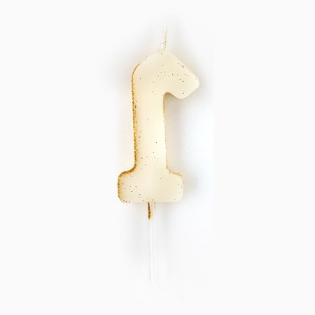 A candle for a cake, a number, brilliant “1”, gold, 4 x 10 cm.-3