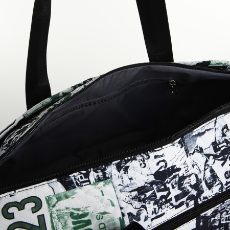 Sports bag with lightning, 2 pockets, long belt, white/green color-3