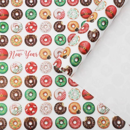 Glossy packaging paper "New Year donuts", 70 x 100 cm, New Year