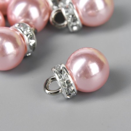 Decor for creativity plastic "Pink pearl with a loop" set 10 pcs 1x1.2 cm-1