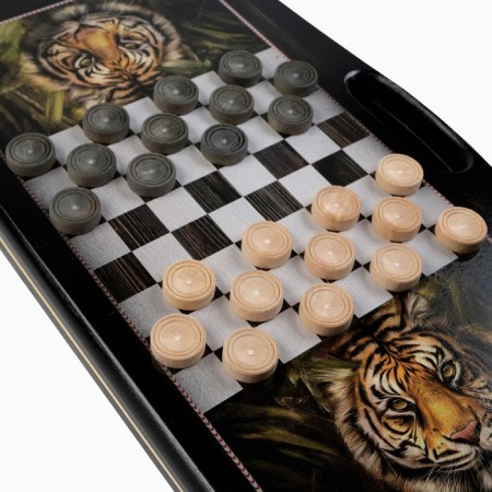 Wooden backgammon large, board game "Tiger", 50 x 50 cm, with checkers-1