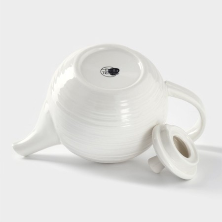 Porcelain teapot with heating on the bamboo stand Bellatenero “Strips”, 850 ml, white color-2