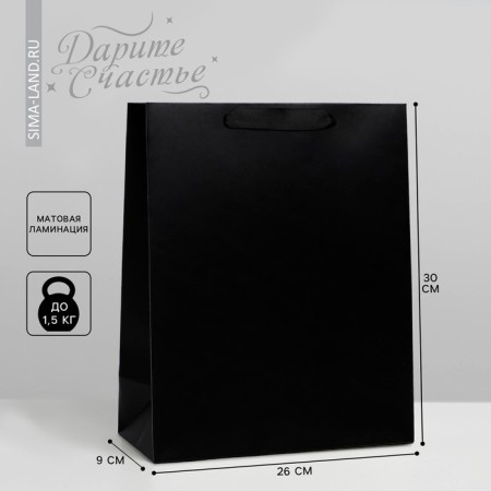 Gift Package Laminated, Packaging, Black, M 26 x 30 x 9 cm