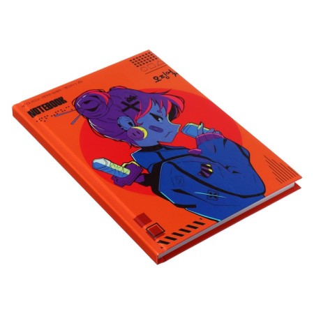 College-wiper in a solid cover 7BC, A5, 120 sheets, anime cyberpunk. Neon, Blok in a cage, glossy lamination-1