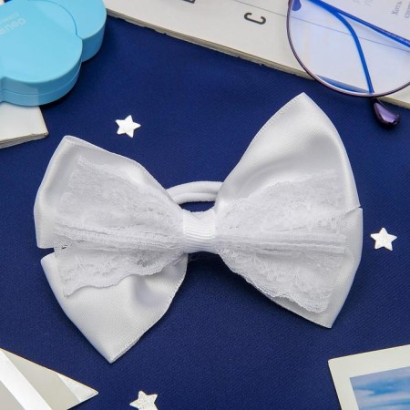 Hair elastic band Bant "Schoolgirl" lace, 7x10 cm, white