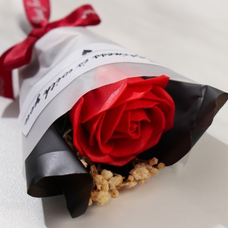 Mini-tube of soap petals "Red rose with dried flowers" 10x7 cm-1