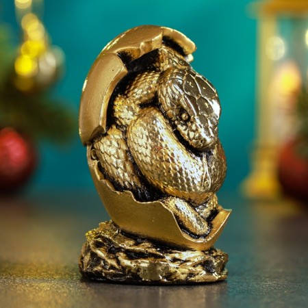 New Year. Symbol 2025. Figure "Snake in the egg" Gold, 4x4x7cm