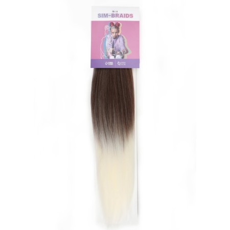 SIM-BRAIDS Kanecalon Two-color, corrugated, 65 cm, 90 grams, greasy/white color (#FR-14)-2