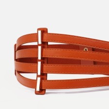 Women's belt, width 11 cm, elastic band, on buttons, redhead color