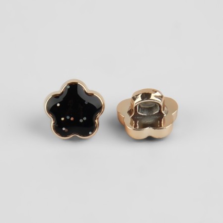 A set of buttons on the leg, d = 10 mm, 10 pcs, with sparkles, black/gold color-2
