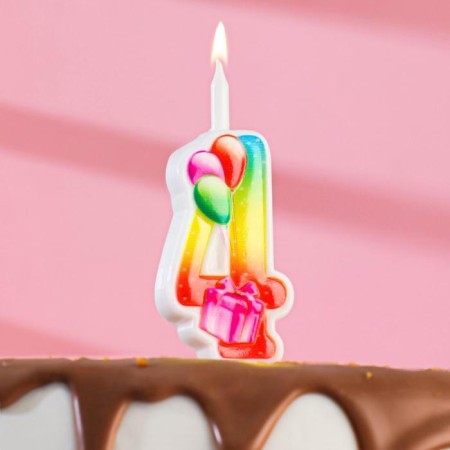 Candle for cake the number "Gift", 9.9 cm, number "4"