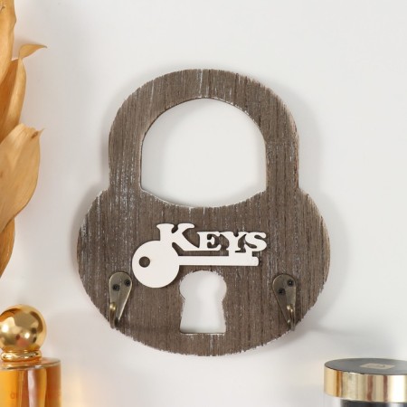Hooks decorative wood "lock" 15x17x4 cm