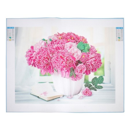 Diamond mosaic with partial filling and uniform rhinestones on the canvas "Great Bouquet", 30 x 40 cm-2