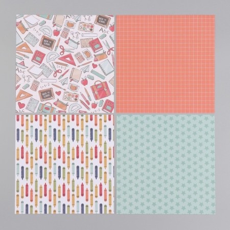 A set of scrapbooking paper 12 sheets 12 designs "School weekdays" 160 grams 15.2x15.2 cm-4