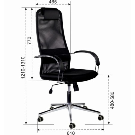 Armchair for the head of Brabix Pilot EX-610 CH Premium, chrome, fabric-plot, black-5