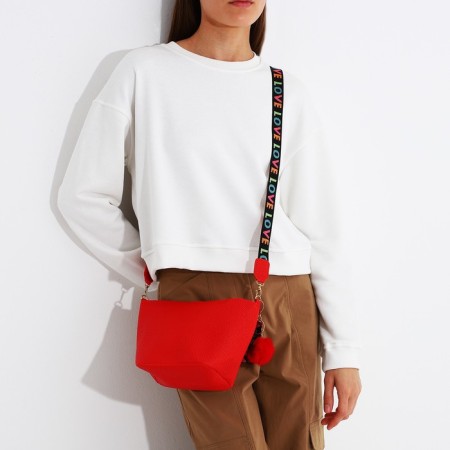 Bag Cross-Bodi with a zipper, red color