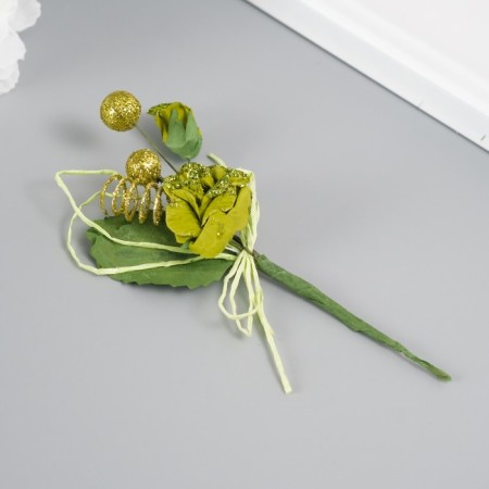 Decorative bouquet "rose" with brilliance, 5x9 cm, light green-1