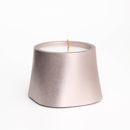 Candle "Trapezius" in the candlestick of gypsum smooth, 8x6cm, champagne-1