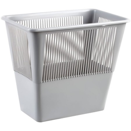 Basket for paper and garbage, 12 liters, plastic, mesh, rectangular, gray-2