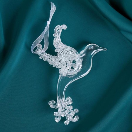 Christmas tree decoration "Dove - flicker" 8x13 cm, silver