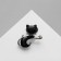 Brooch "cat" with a bow, black color in silver