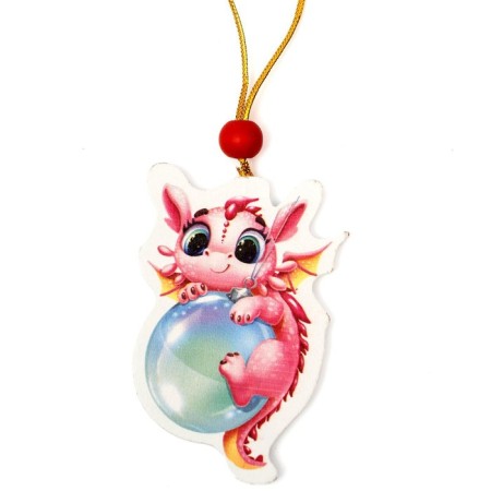 New Year's Wooden Suspension "New Year! Dragon with a ball "-2