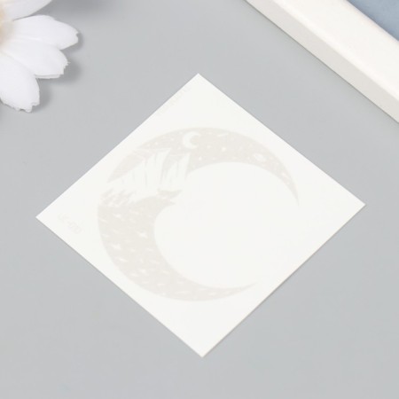Tattoo on the body is blue waterproof "Wolf in a month" 6x6 cm-1