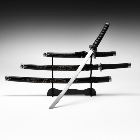 Suv. Product Katana 3V1 on a stand, scabbard wood, black dragon 52/78/98cm-1