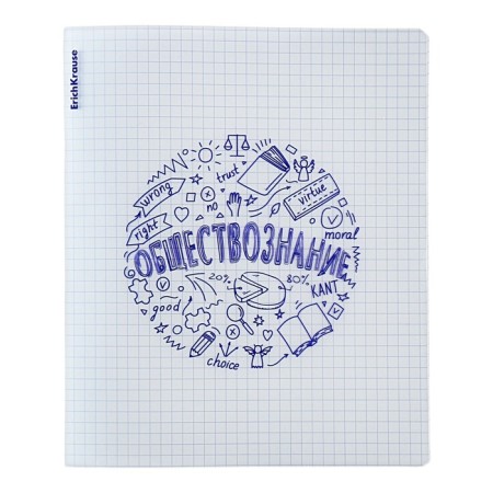 Subject notebook, 48 sheets, cage, social studies Erichkrause "Chaos", plastic cover silk-screen cover, block offset 100%, information block