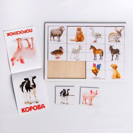 Doman's cards with puzzles "Pets"-1